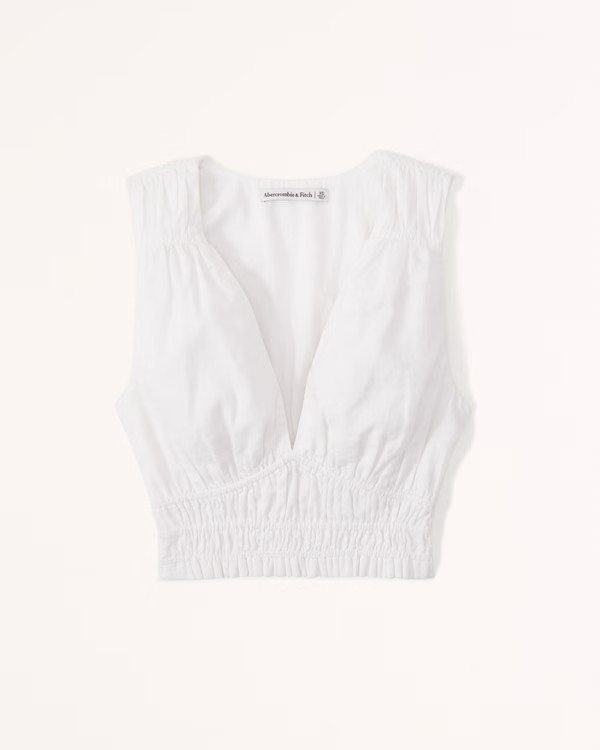 Linen-Blend Wide Strap Set Top | Abercrombie & Fitch (US)