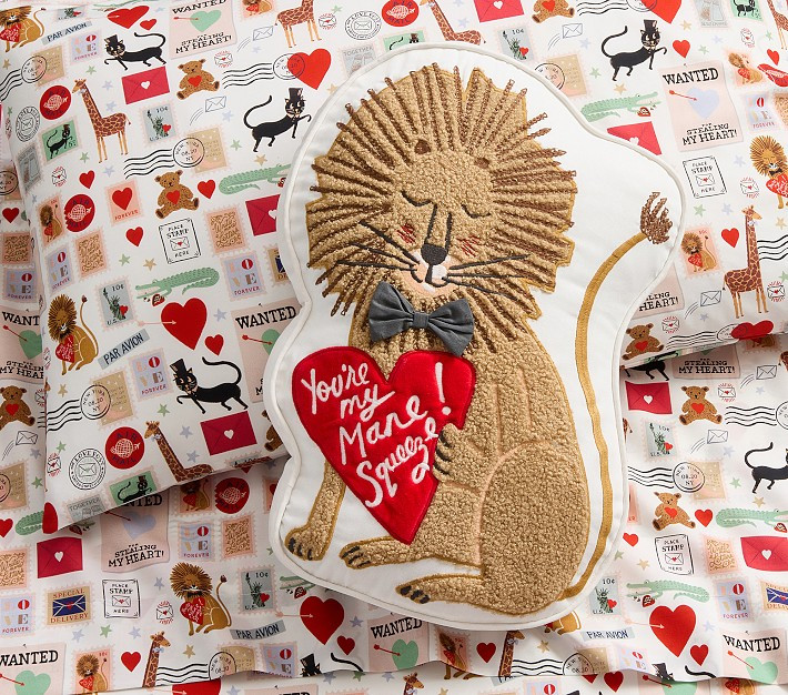 Rifle Paper Co. Valentine's Day Lion Pillow | Pottery Barn Kids