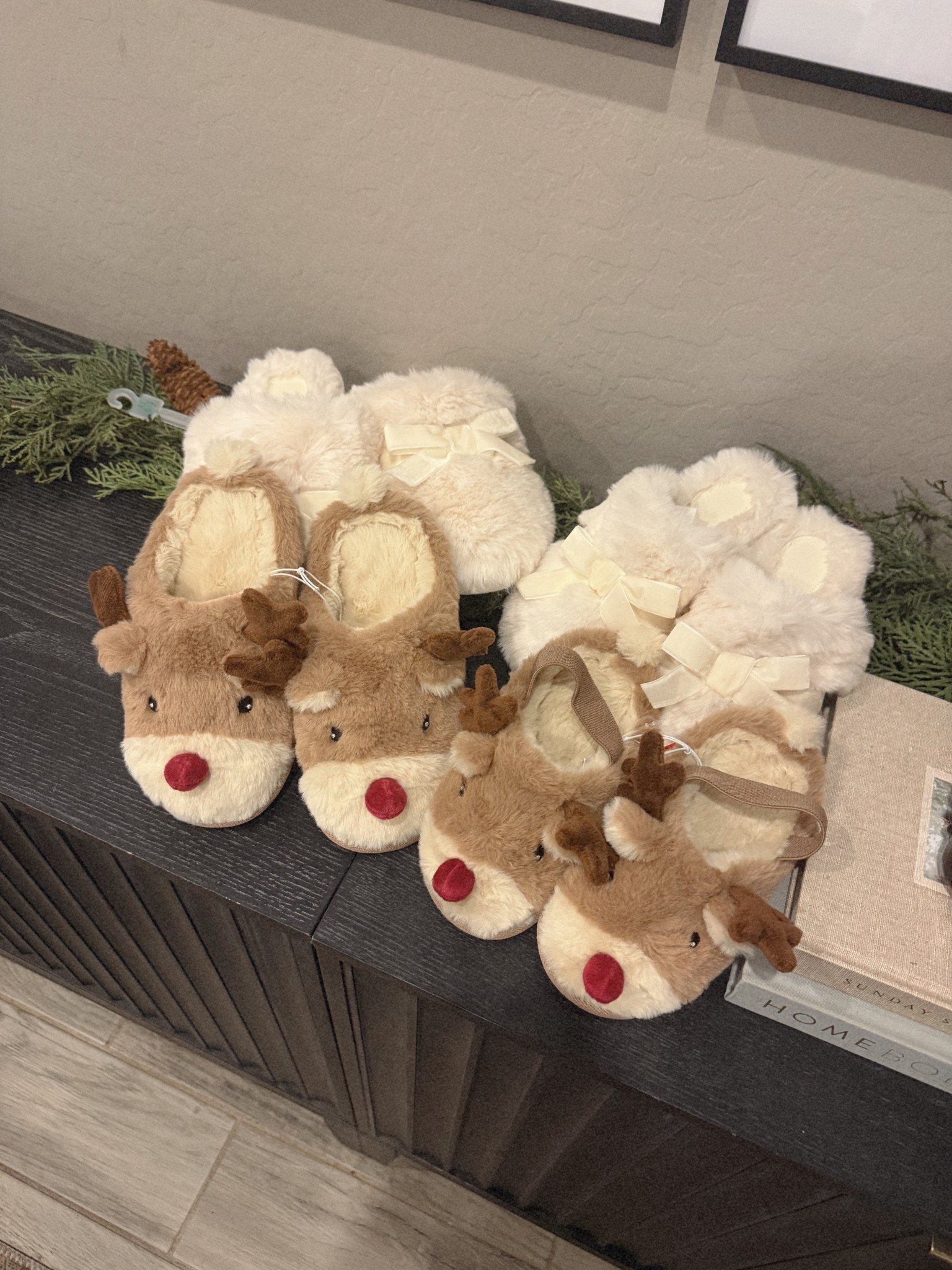 Cutest kids slippers! Soft bow slippers for the girls and these little reindeers for the boys 😍🎅🏻 

#LTKKids #LTKSeasonal #LTKHoliday