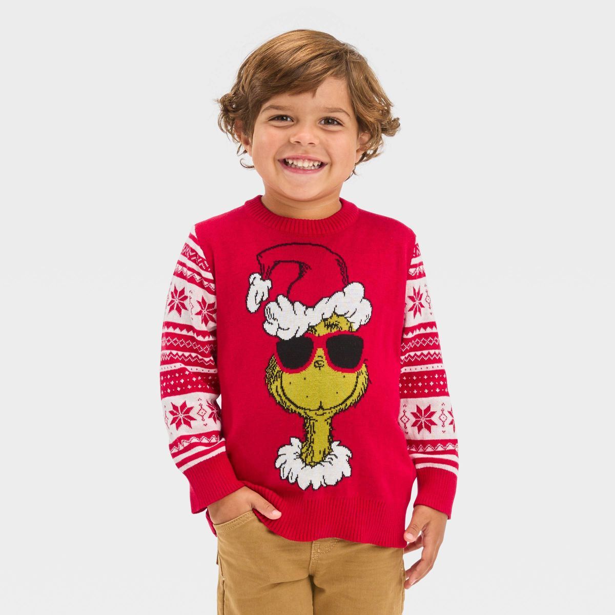 Toddler Boys' The Grinch Knitted Pullover Sweater - Red | Target