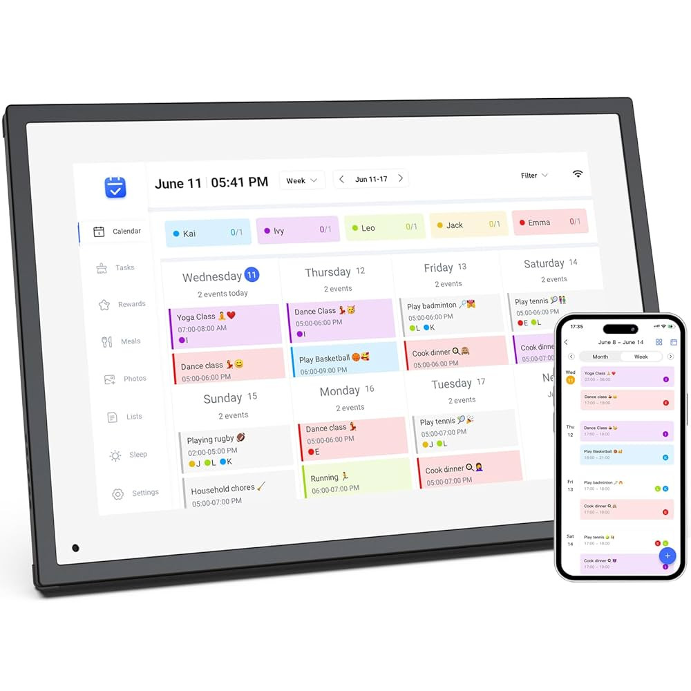 10.1 inch Wall Planner Digital Calendar & Chore Chart, Smart Touchscreen Interactive Display for ... | Amazon (US)
