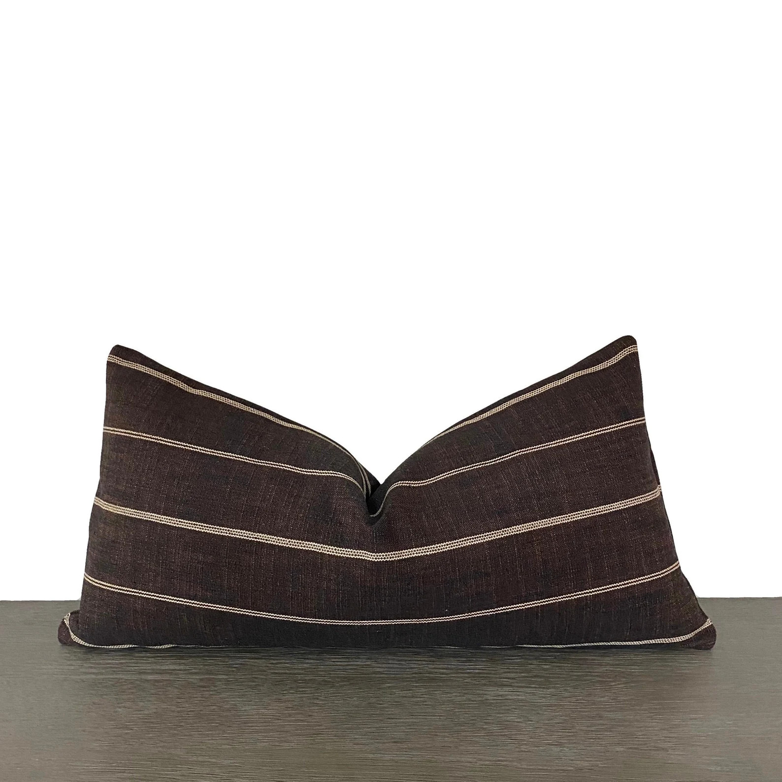 Lumbar Brown Striped Throw Pillow Cover Small Medium and | Etsy | Etsy (US)