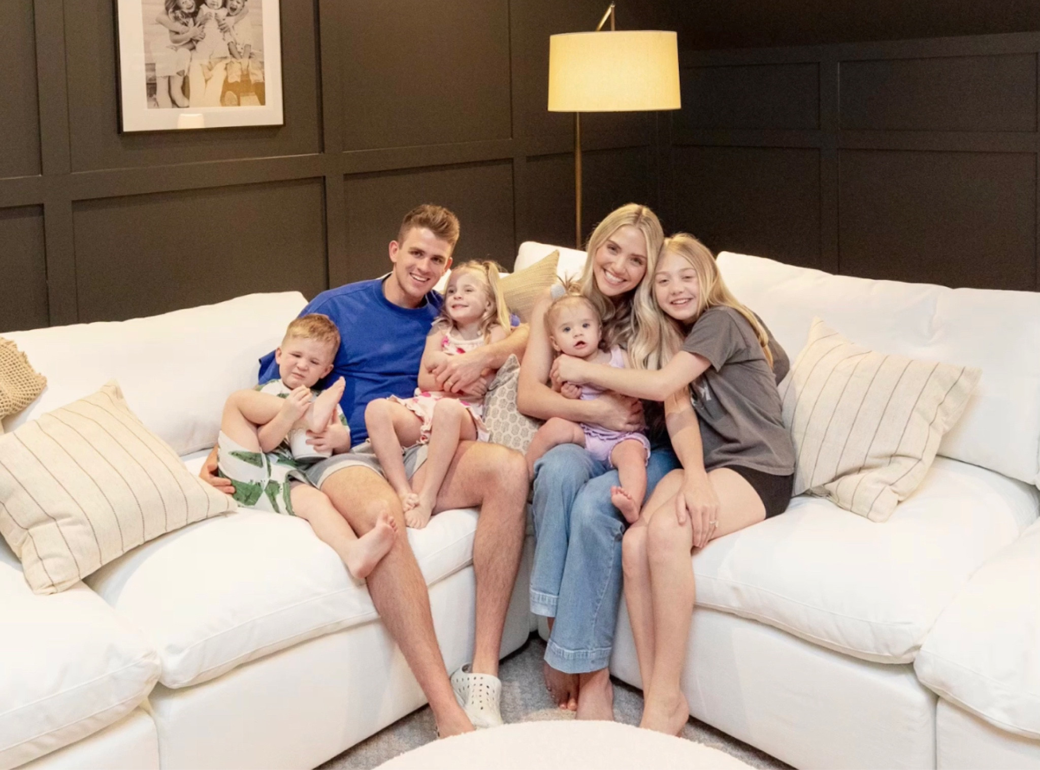 The Labrant Family Movie Room x 31 Chapters. The Labrants wanted a giant white fluffy couch with fun decor that also blended with the rest of their home. 

Movie Room Design, Theater Room, Moody Movie Room, Labrant Family, Labrants.

#LTKhome #LTKfamily #LTKstyletip