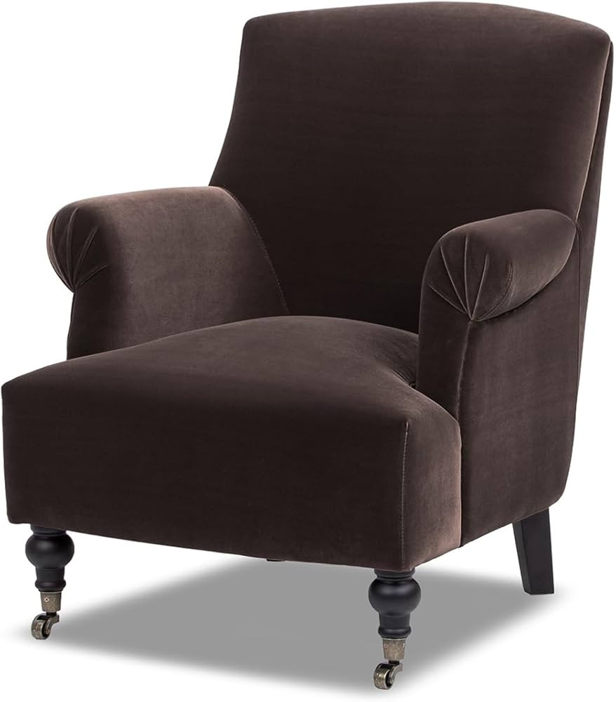 Jennifer Taylor Home Eloise 30" Pleated Sock Arm Accent Armchair, Deep Brown Performance Velvet | Amazon (US)
