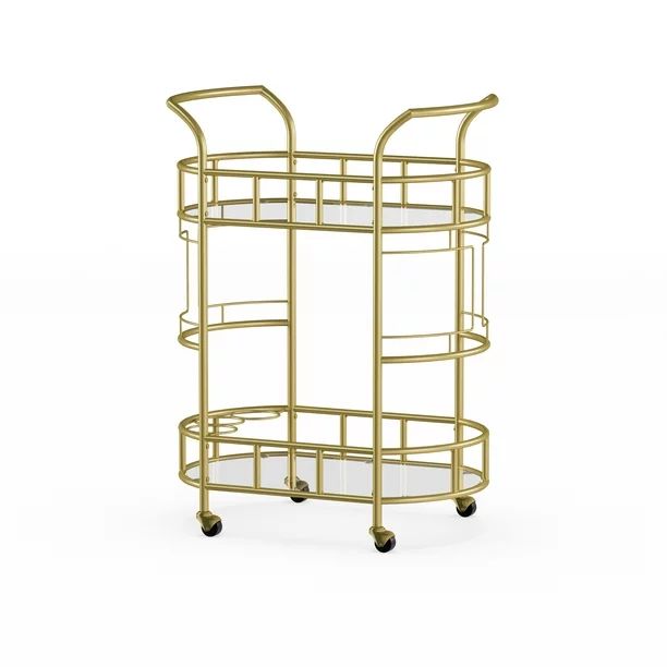 Better Homes & Gardens Gold Metal and Glass Fitzgerald Serving Bar Cart - Walmart.com | Walmart (US)