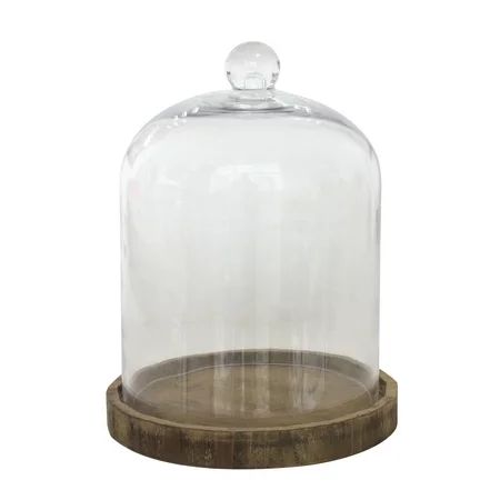 Stonebriar 8 Inch Clear Glass Dome Cloche with Rustic Wooden Base | Walmart (US)