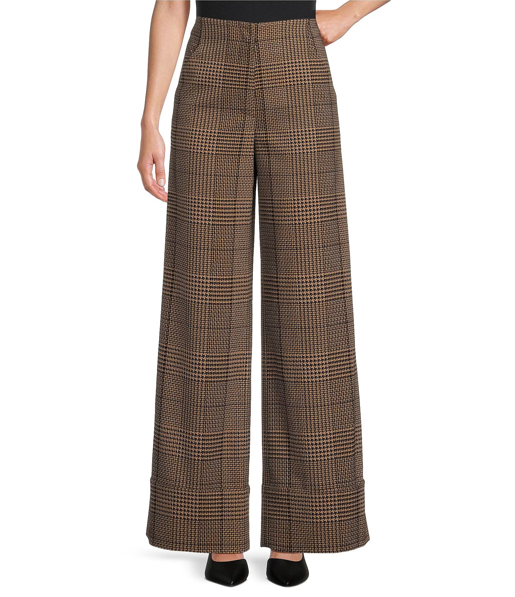 Sophie Houndstooth High Rise Flat Front Long Cuff Trouser Coordinating Pant | Dillard's