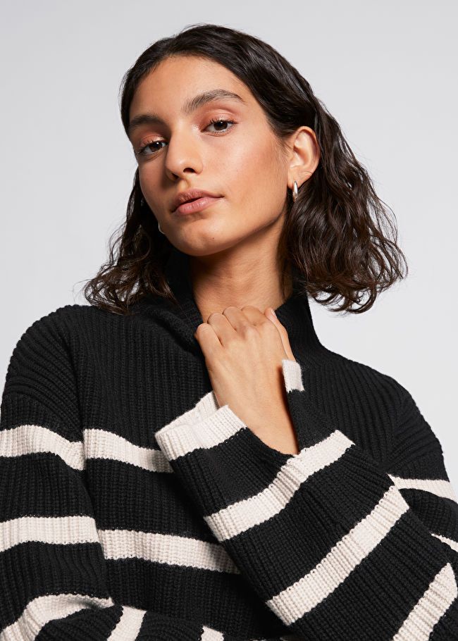 Oversized Mock Neck Striped Sweater | & Other Stories US