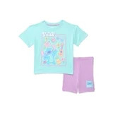 Stitch Toddler Girls Graphic Tee and Bike Shorts Set, 2-Piece, Sizes 12M-5T | Walmart (US)