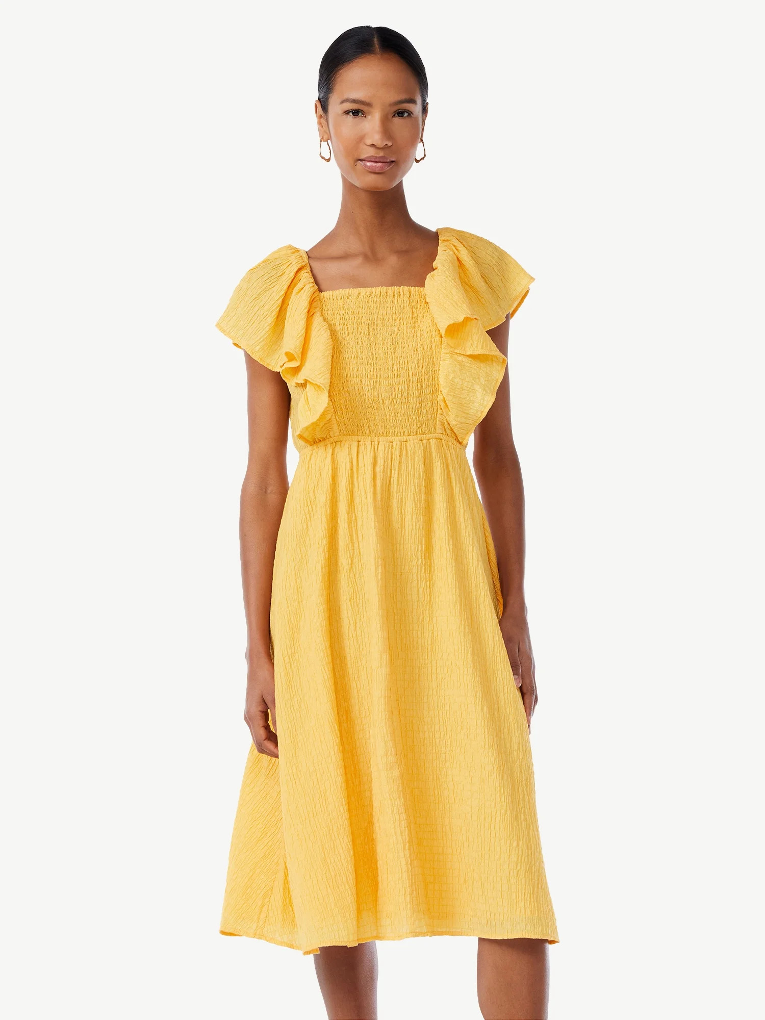 Scoop Women's Flutter Sleeve Midi Dress | Walmart (US)