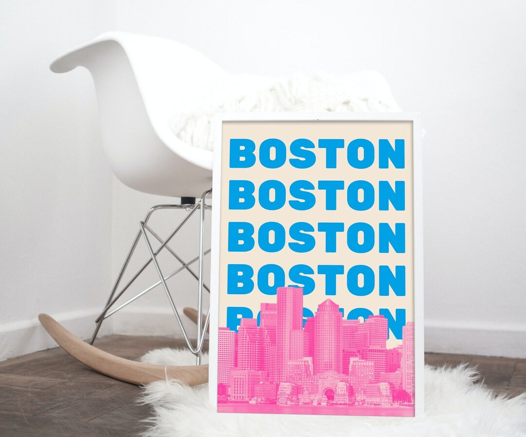 Pink Boston Print | Boston Skyline Art | Boston Wall Art | Boston MA Poster | Boston Wall Decor |... | Etsy (US)