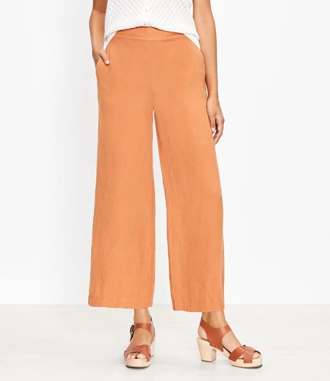 Wide Leg Crop Pants in Linen Blend | LOFT