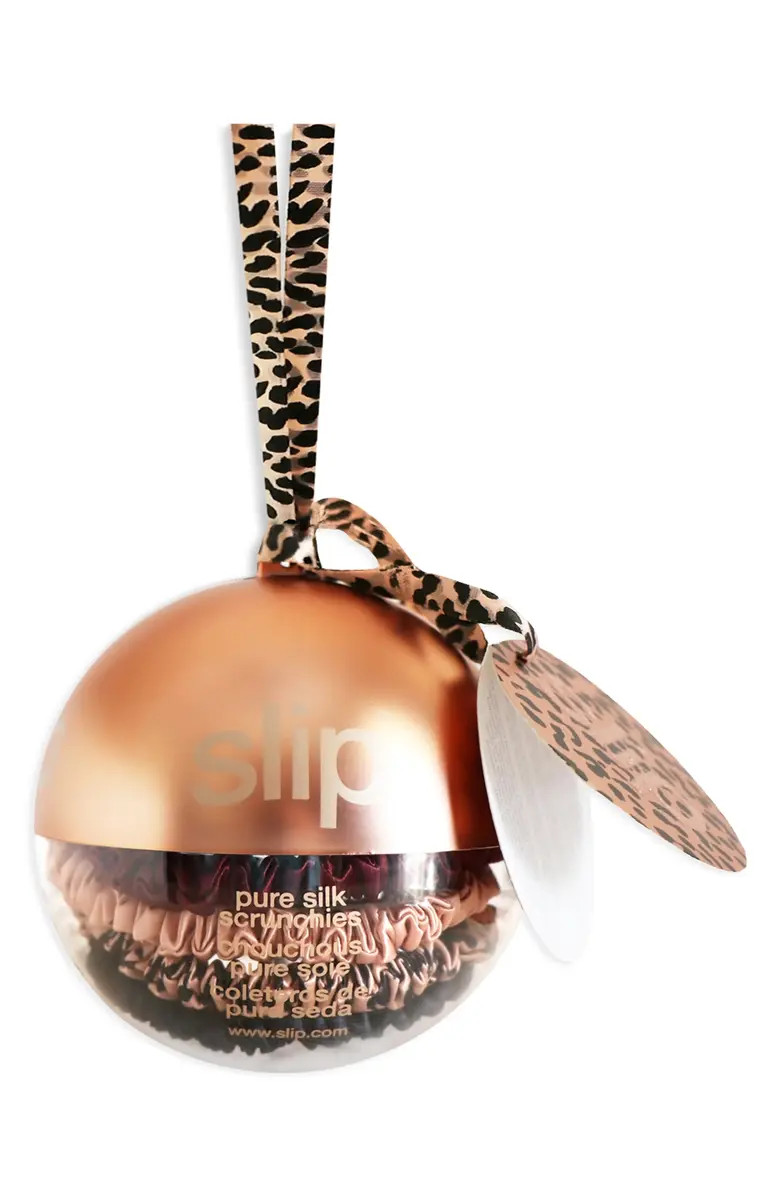 Pure Silk Skinny Hair Tie Rose Gold Holiday Bauble | Nordstrom