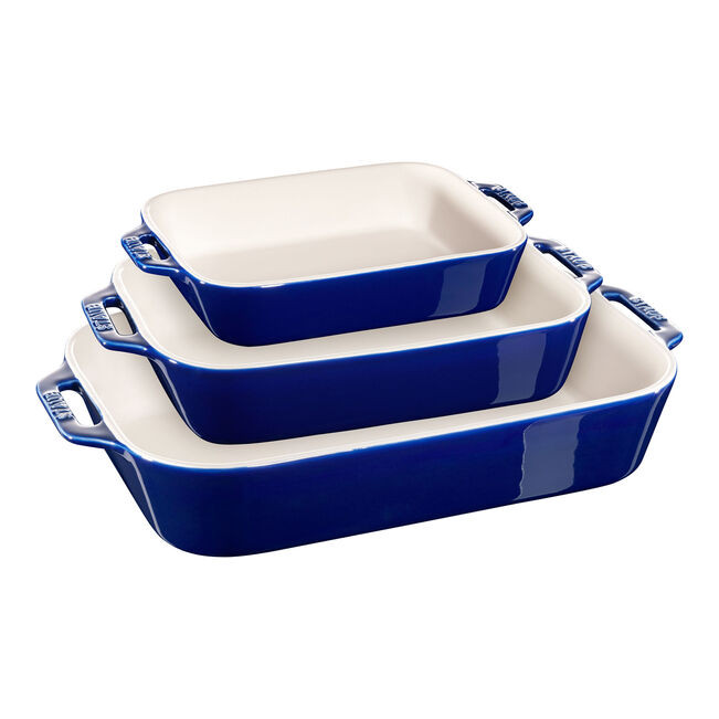Staub Ceramic - Rectangular Baking Dishes/ Gratins 2-pc, Rectangular Baking Dish Set, dark blue | The ZWILLING Group Cutlery & Cookware