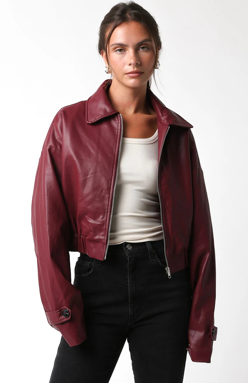 Burgundy Bomber Jacket S | amandenimes