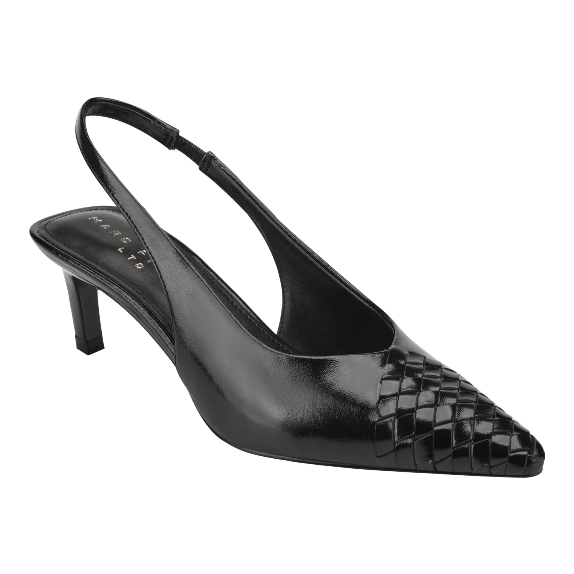 Women's Rilly Leather Slingback Pump - Black Leather | Marc Fisher Footwear | Marc Fisher