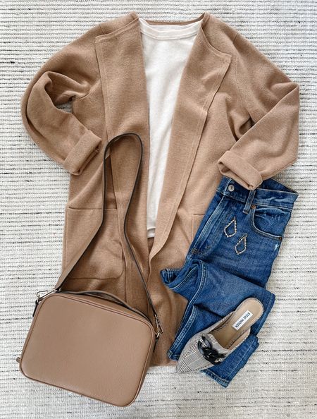 Casual fall outfit with my messenger bag, J.Crew collarless sweater blazer, plaid mules and more! Use code FRIENDS for 30% off! This would be perfect for smart casual work attire too!

#LTKsalealert #LTKworkwear #LTKstyletip