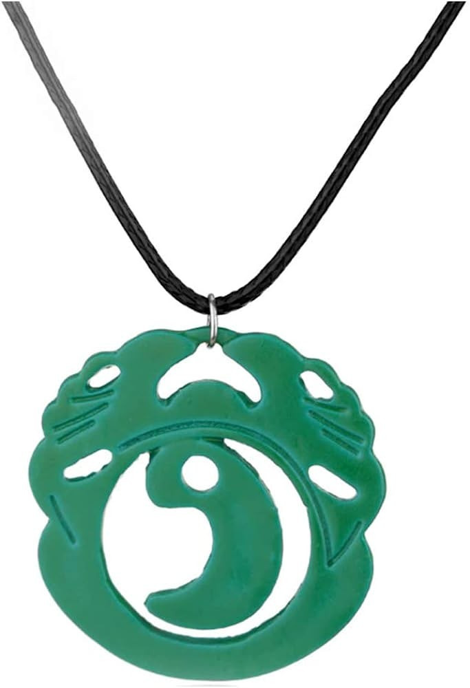 OfficialOtaku Tomb Raider Lara Croft Cosplay Necklace Pendant Necklace - Metal Green | Amazon (US)