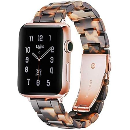 Light Apple Watch Band - Fashion Resin iWatch Band Bracelet Compatible with Copper Stainless Steel B | Amazon (US)