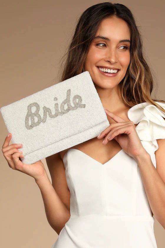 Bride To Bead White & Silver Beaded Clutch | Lulus (US)
