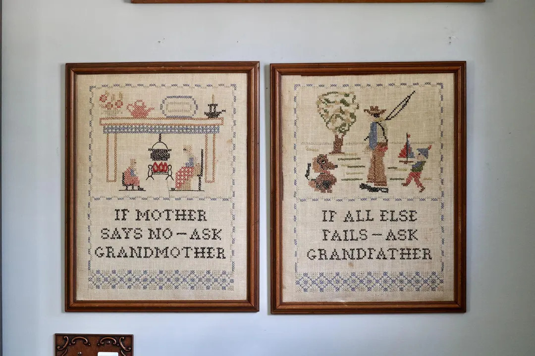 Vintage Cross Stitch Samplers, Farmhouse Decor, 2 Wall Hangings, If Mother Says No - Ask Grandmot... | Etsy (US)