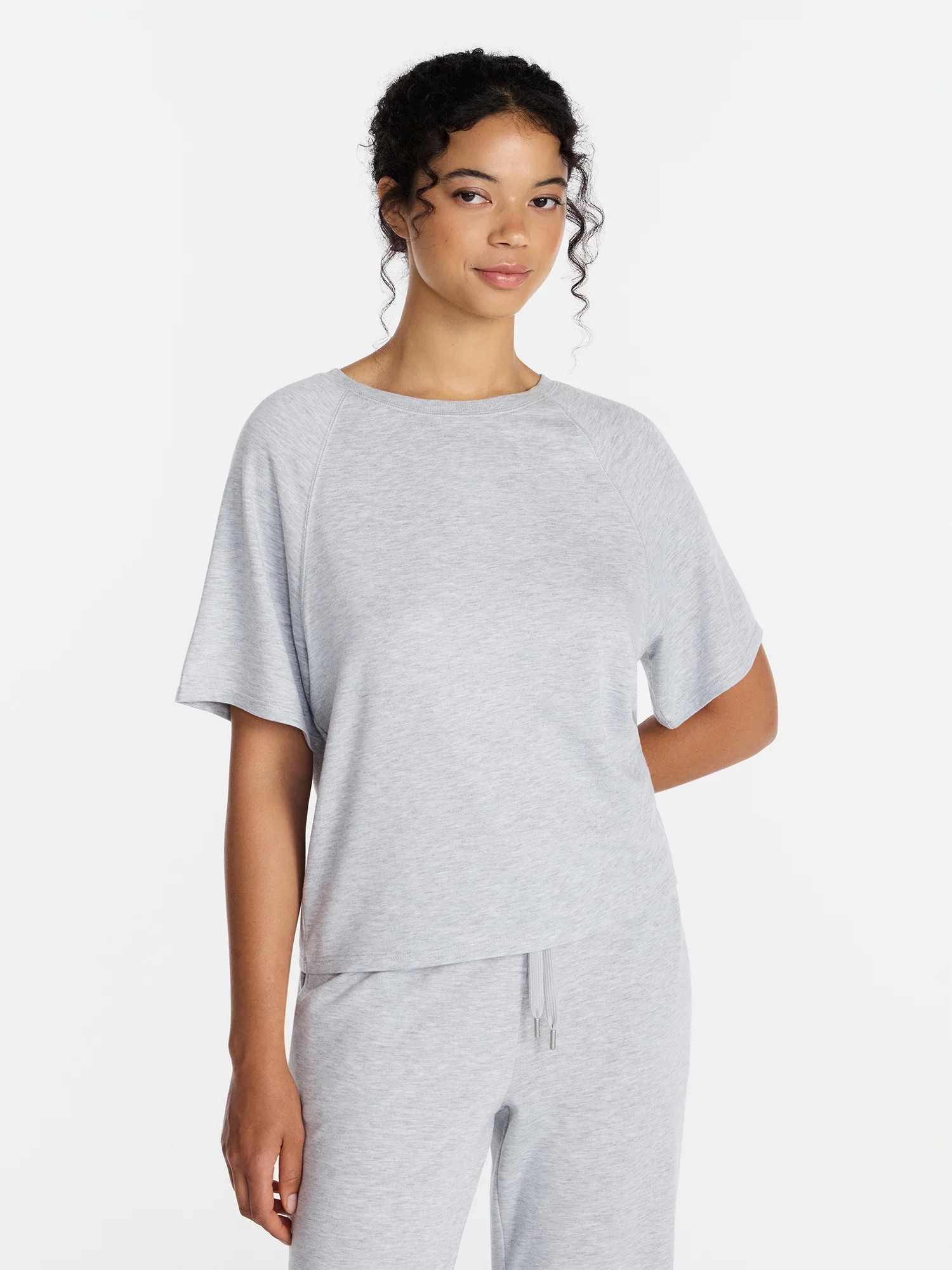 Joyspun Women's French Terry Knit Sleep Top with Short Sleeves, Sizes XS-3X - Walmart.com | Walmart (US)