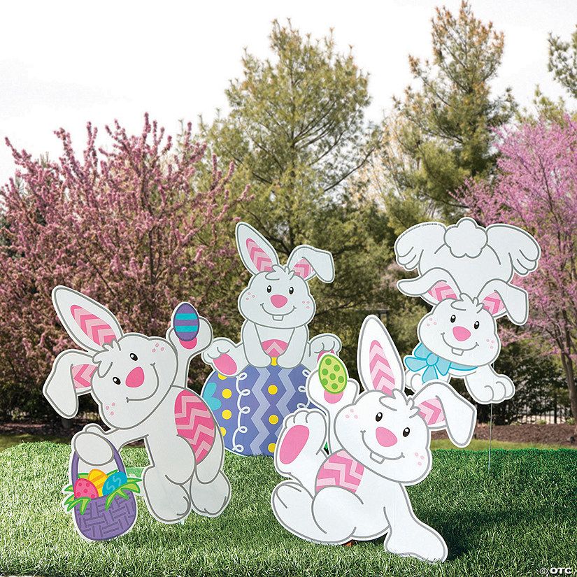20" - 28" Tumbling Easter Bunnies Yard Signs - 4 Pc. | Oriental Trading Company
