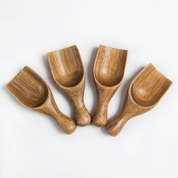 MornHalo 4 Pack Acacia Wood Coffee Scoops, Small Wooden Coffee Scoop for Jars and Containers, Set... | Amazon (US)