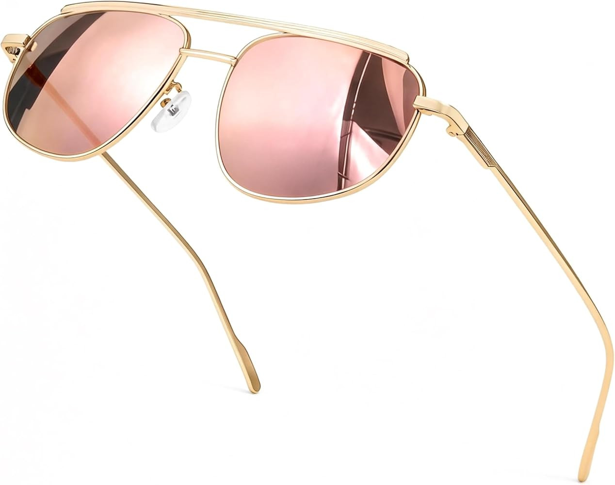 SIPHEW Womens Aviator Sunglasses- Trendy Square Light Tinted Color Double Bridge Metal Sunglasses... | Amazon (US)