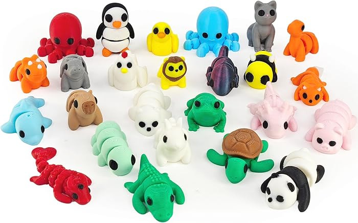 25 pcs Animal Figurines, 3D Printed Animal Figurines Set, Articulated, Party Favors, Pocket Fidge... | Amazon (US)