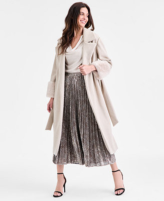 Women's Tie-Front Coat With Removable Tie | Macy's