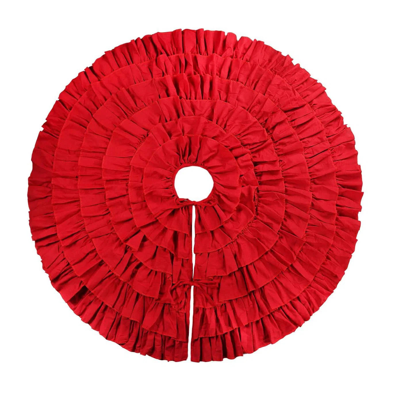 48-Inch Red 6-Layer Fluffy Ruffle Christmas Tree Skirt for Artificial Trees | Wayfair North America