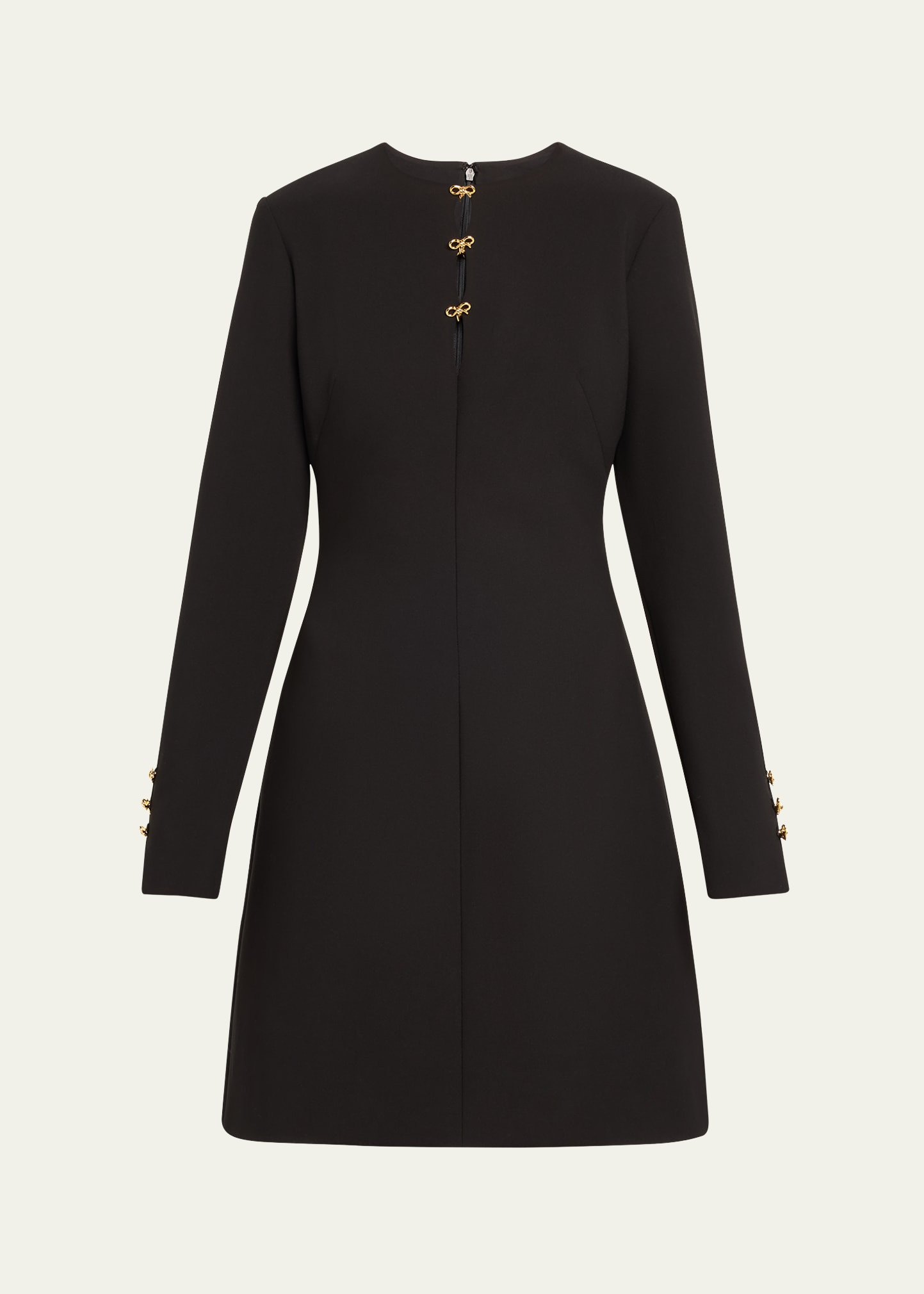 Lela Rose Long Sleeve Short Dress with Bow Details | Bergdorf Goodman