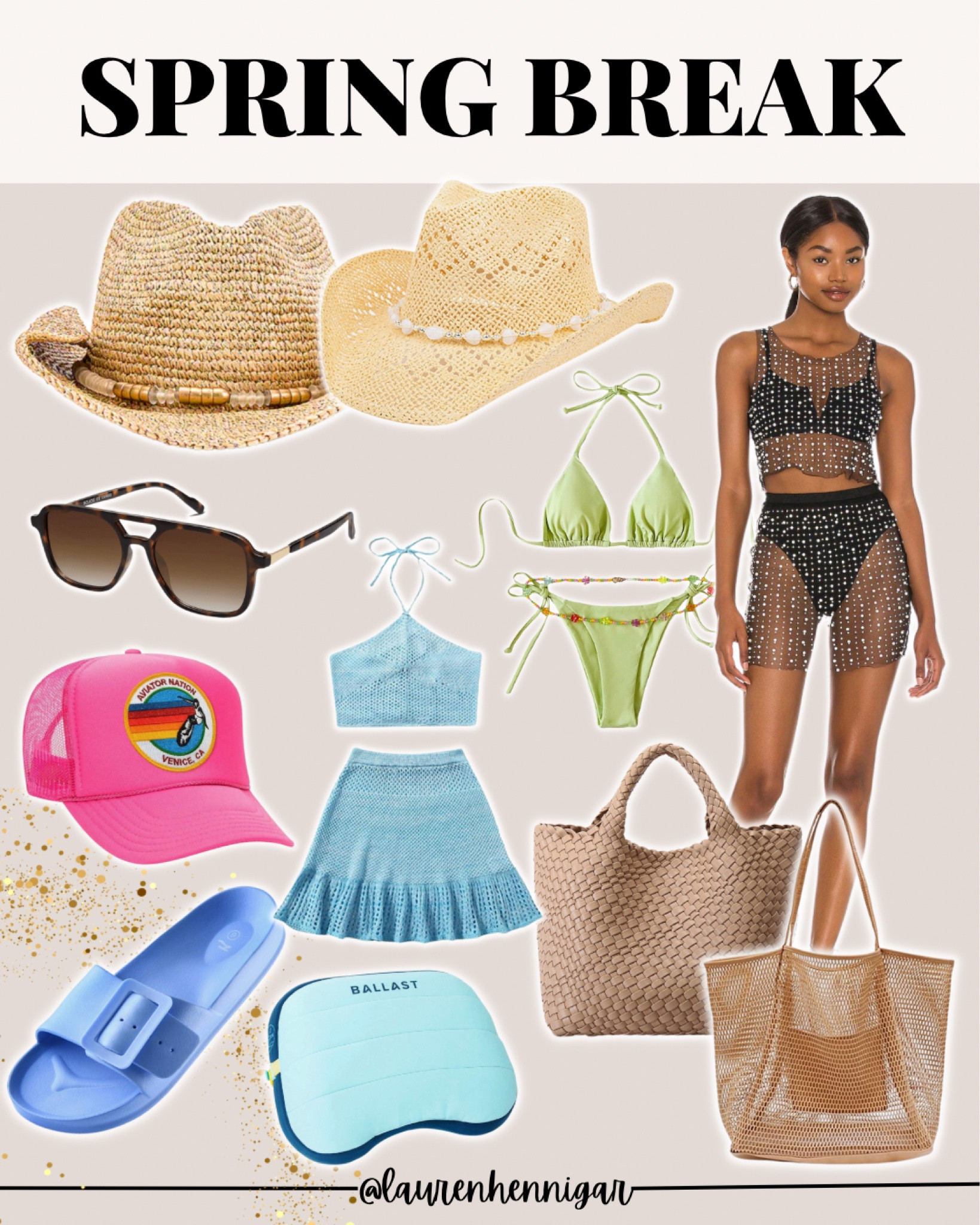 spring break beach finds! 

beach bag, straw beach hat, cowboy hat, amazon cowgirl hat, revolve sale, beach cover up, bikini. green bikini, amazon finds, buckle pool slides, sunglasses on amazon, beach pillow, travel must haves, spring break cruise 

#LTKswim #LTKtravel #LTKsalealert