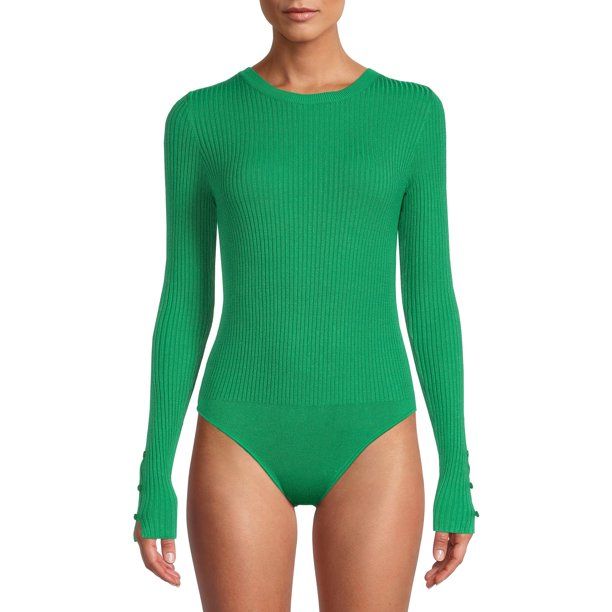 Scoop Women's Bodysuit Sweater with Long Sleeves - Walmart.com | Walmart (US)
