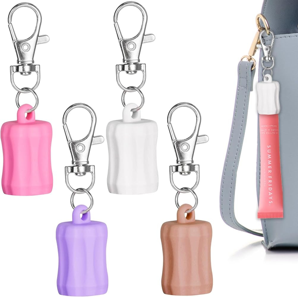 Lip Gloss Holder Keychain for Summer Friday, 4PCS Lip Balm Chapstick Holder Cap Replacement, Sili... | Amazon (US)