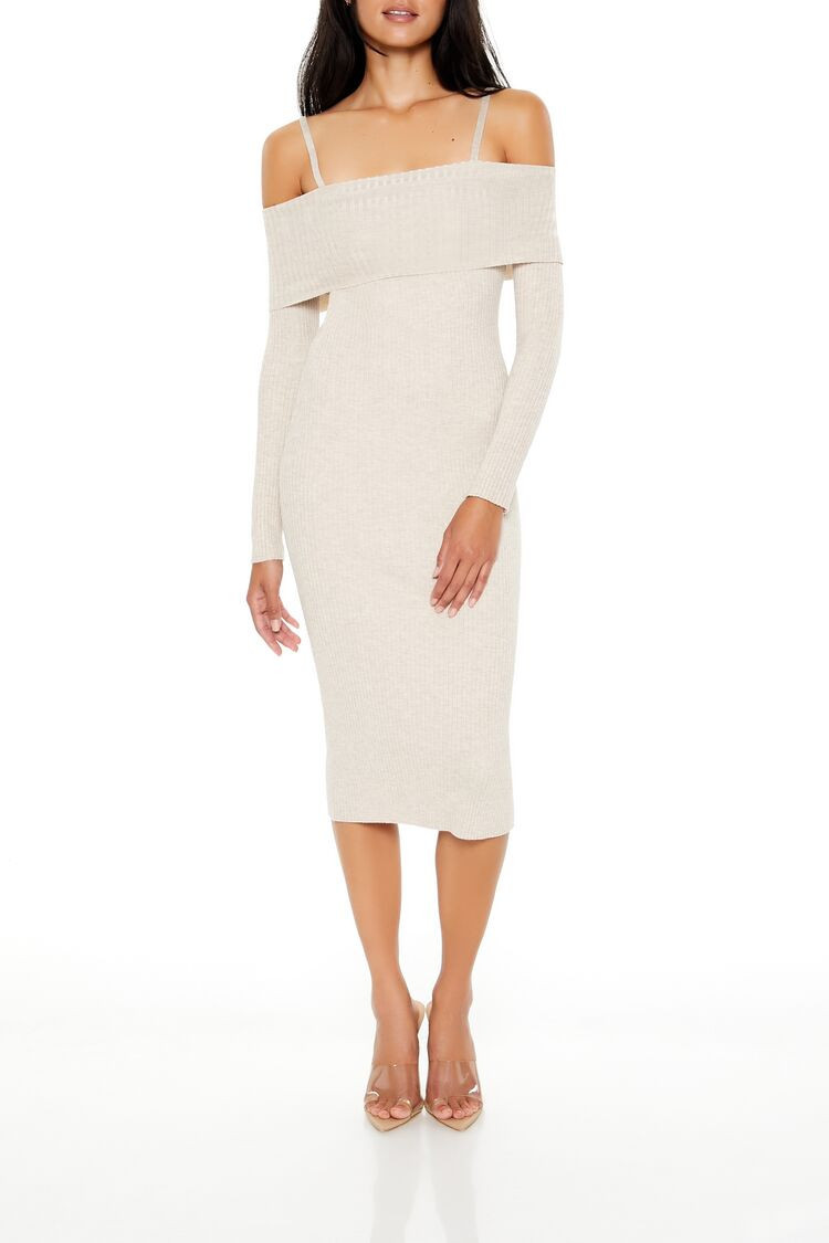 Open-Shoulder Midi Sweater Dress | Forever 21