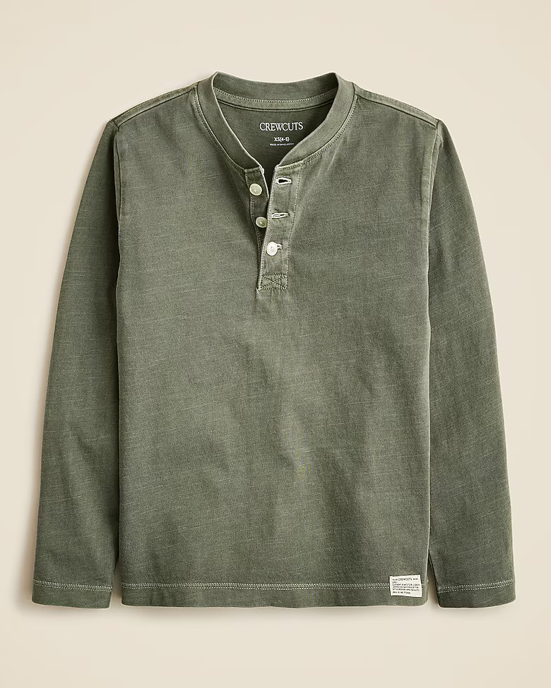 Kids' long-sleeve garment-dyed henley T-shirt in broken-in-jersey | J. Crew US