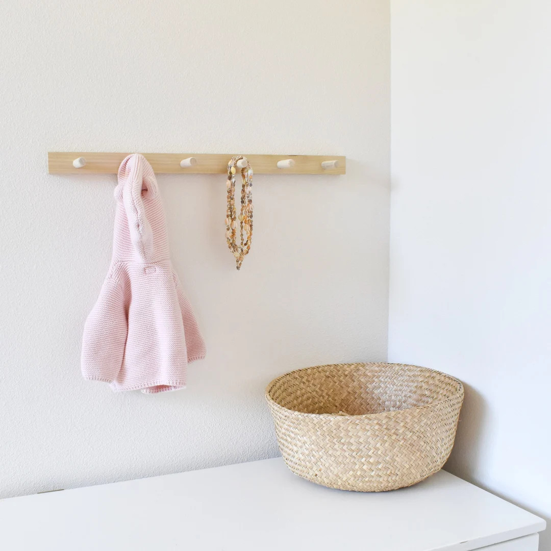 Thin Wooden Modern Peg Rail Modern Minimalist Wall Coat Hooks Scandinavian Peg Rail - Etsy | Etsy (US)