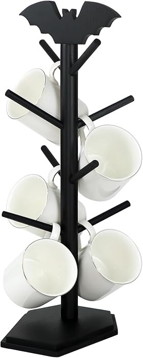 Bat Mug Holder Tree - 8 Hooks Rack for Gothic Home Decor - Wood Mug Tree for Countertop - Cup Hol... | Amazon (US)