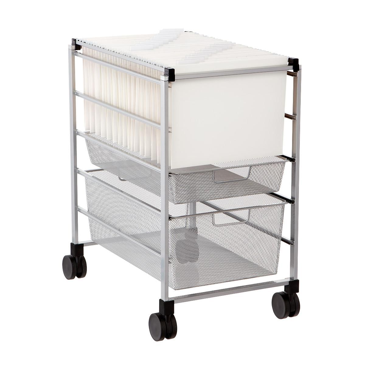 Elfa Letter-Size File Cart Platinum | The Container Store