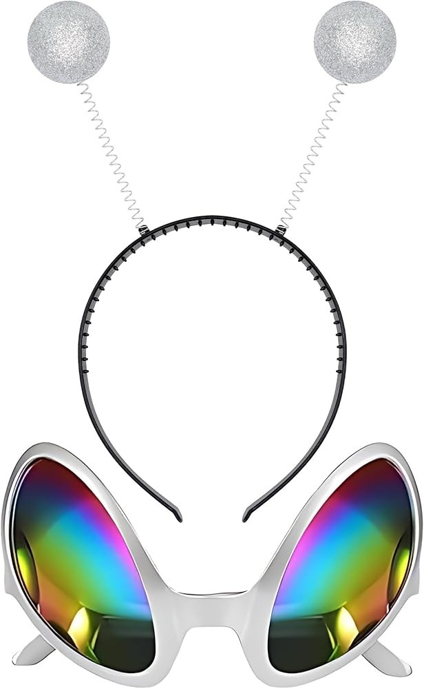 Cheerin Silver Alien Headband & Glasses – Adult Martian Antenna Costume Accessories – Space C... | Amazon (US)