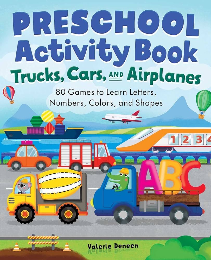 Preschool Activity Book Trucks, Cars, and Airplanes: 80 Games to Learn Letters, Numbers, Colors, ... | Amazon (US)
