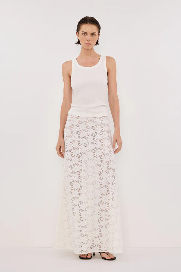 LOULA WHITE LACE SKIRT | DISSH
