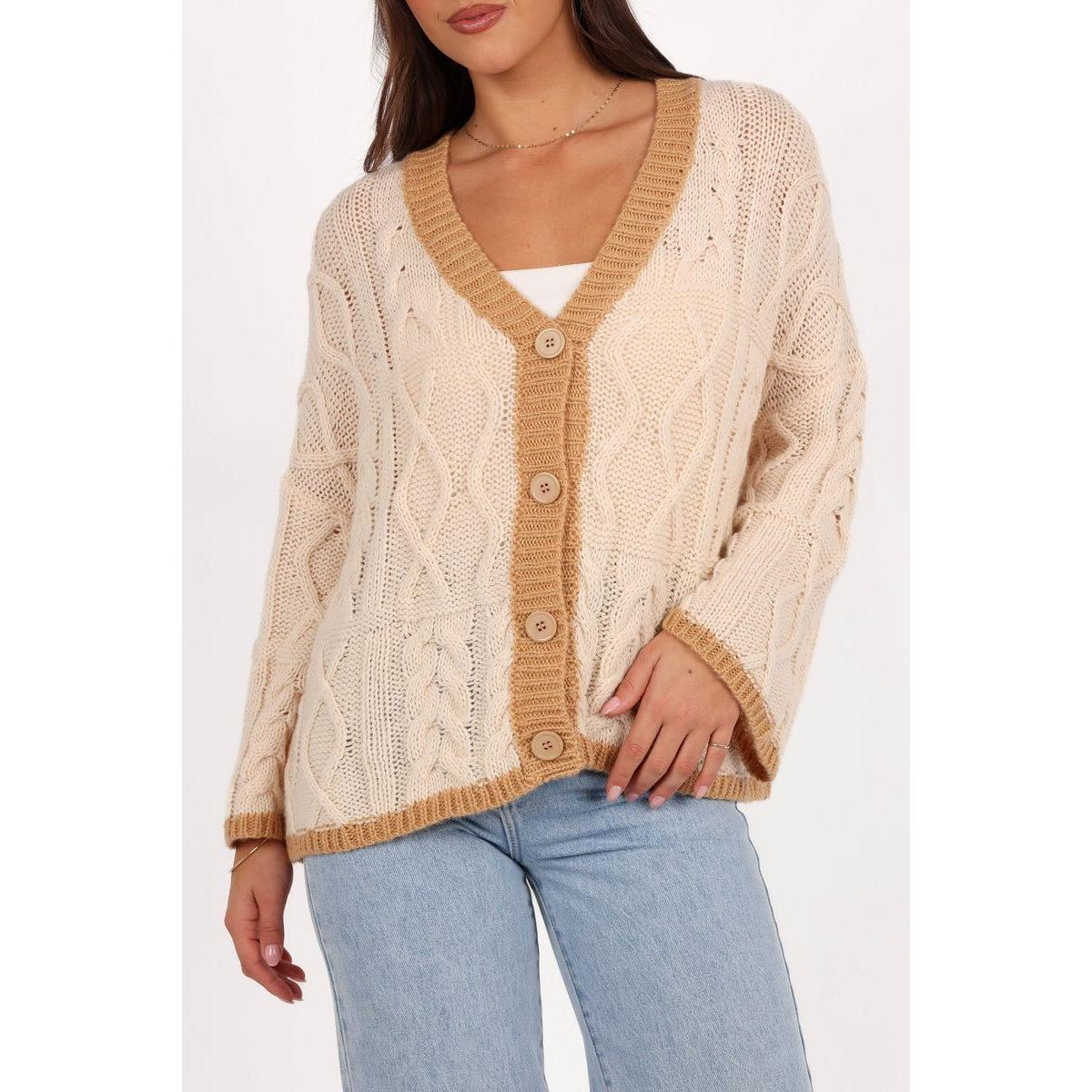 Petal and Pup Women's Zina Contrast Cardigan - Tan | Macy's