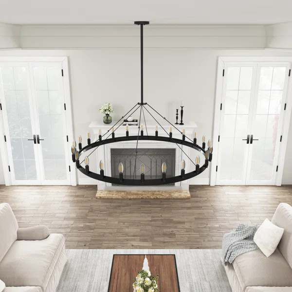 Saona 24 - Light Candle Style Wagon Wheel Chandelier | Wayfair North America