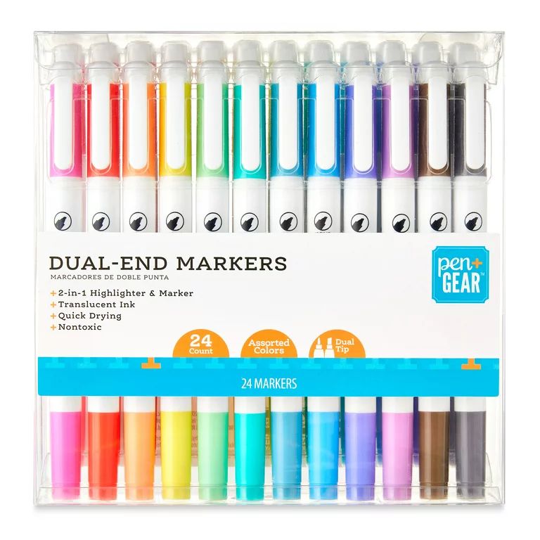 Pen+Gear Dual End Markers, Assorted Colors, 24 Count | Walmart (US)