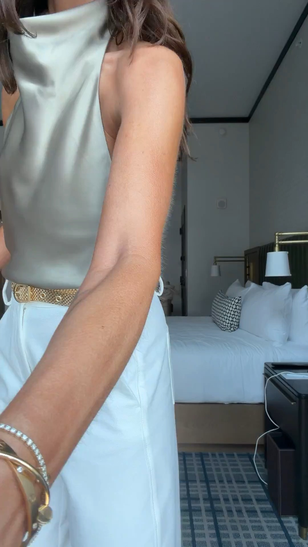 This satin top is such a good elevated basic for dinners, events, or a dressier work look. I love the soft draped neckline with these high rise trousers and a metallic belt to break up the neutrals.

satin top, draped neck top, high rise trousers, neutral outfit, dinner outfit, event outfit, workwear style, elevated basics, wide leg pants, fall outfit, annabrstyle

#LTKootd #LTKSeasonal #LTKOver40