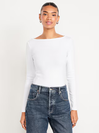 Snug Long-Sleeve Boat-Neck T-Shirt | Old Navy (US)