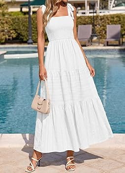 BTFBM Women's 2026 Spring Boho Spaghetti Strap Dress Casual Sleeveless Smocked A Line Beach Sundr... | Amazon (US)